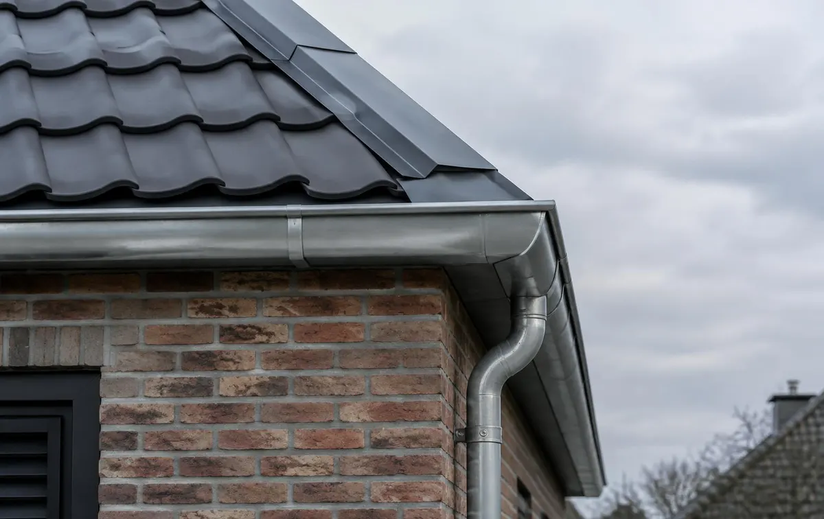 Netjes afgewerkte dakrand met nieuwe zinken goot en loodwerk